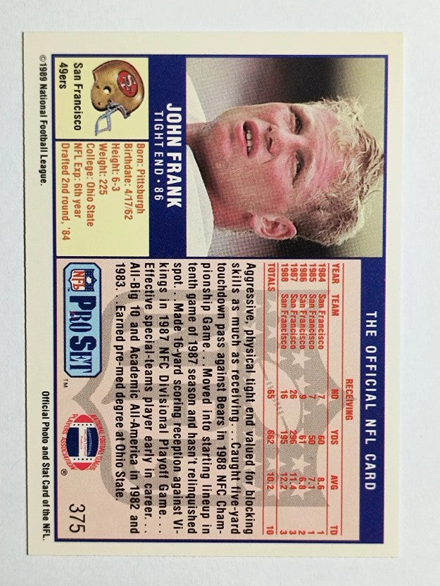 1989 Pro Set #375 John Frank