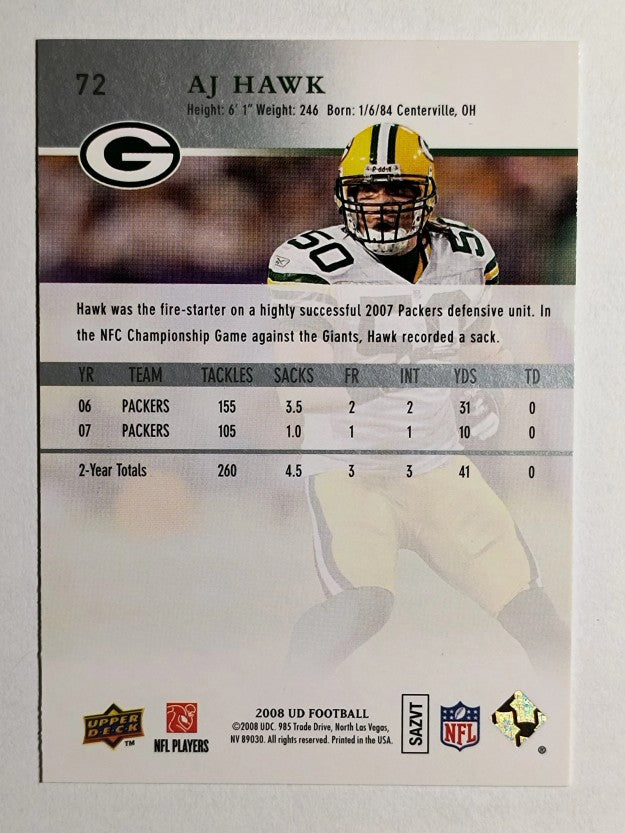 2008 Upper Deck #72 A.J. Hawk