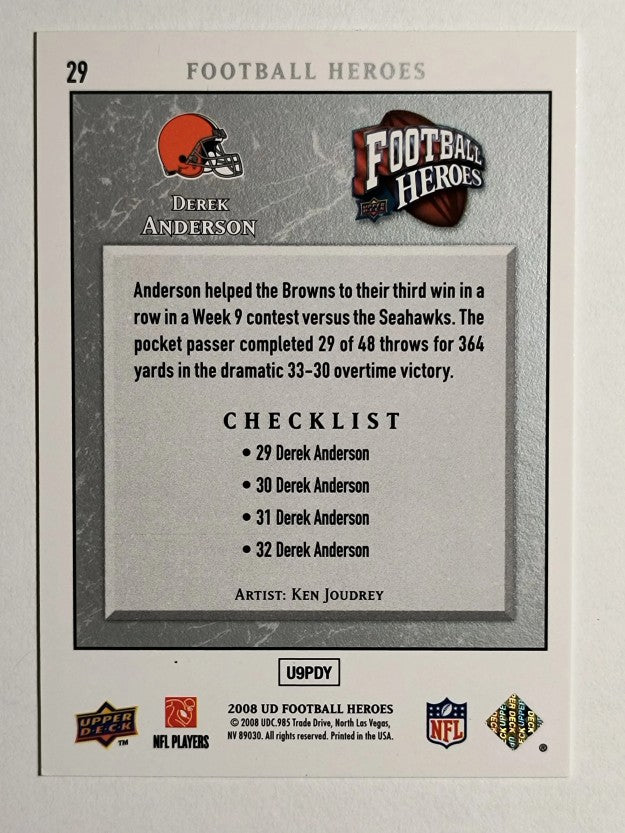 2008 Upper Deck Heroes #29 Derek Anderson