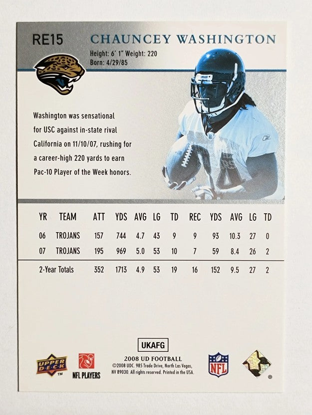 2008 Upper Deck Rookie Exclusives #RE15 Chauncey Washington