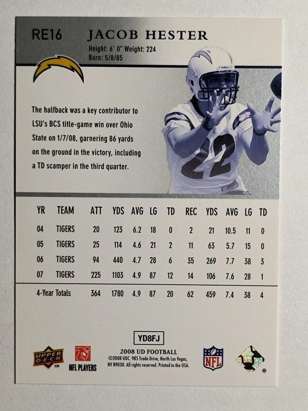 2008 Upper Deck Rookie Exclusives #RE16 Jacob Hester