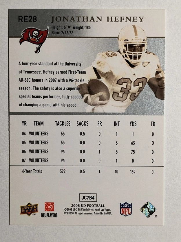 2008 Upper Deck Rookie Exclusives #RE28 Jonathan Hefney