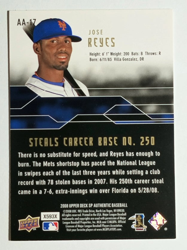 2008 SP Authentic Authentic Achievements #AA17 Jose Reyes