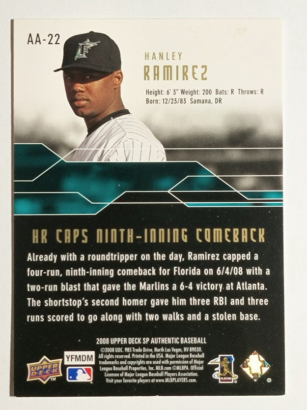 2008 SP Authentic Authentic Achievements #AA22 Hanley Ramirez