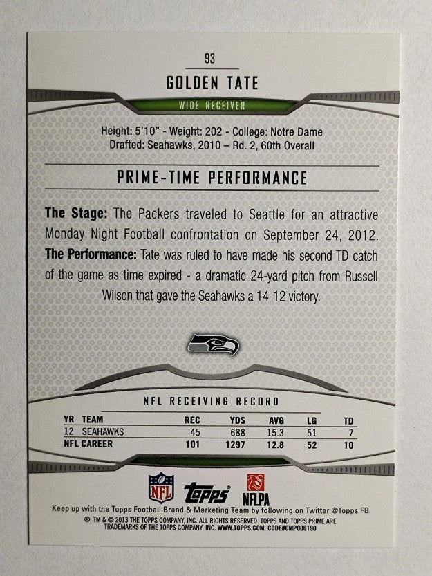 2013 Topps Prime Retail #93 Golden Tate