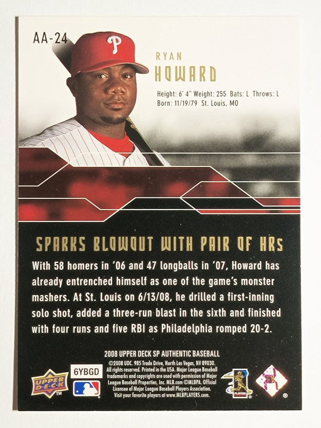 2008 SP Authentic Authentic Achievements #AA24 Ryan Howard