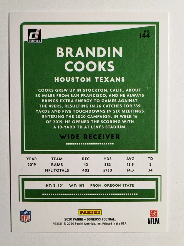 2020 Donruss #144 Brandin Cooks