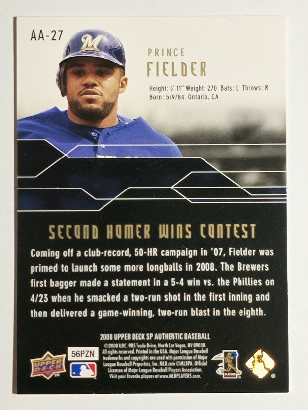 2008 SP Authentic Authentic Achievements #AA27 Prince Fielder
