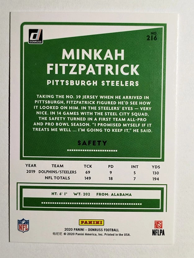 2020 Donruss #216 Minkah Fitzpatrick
