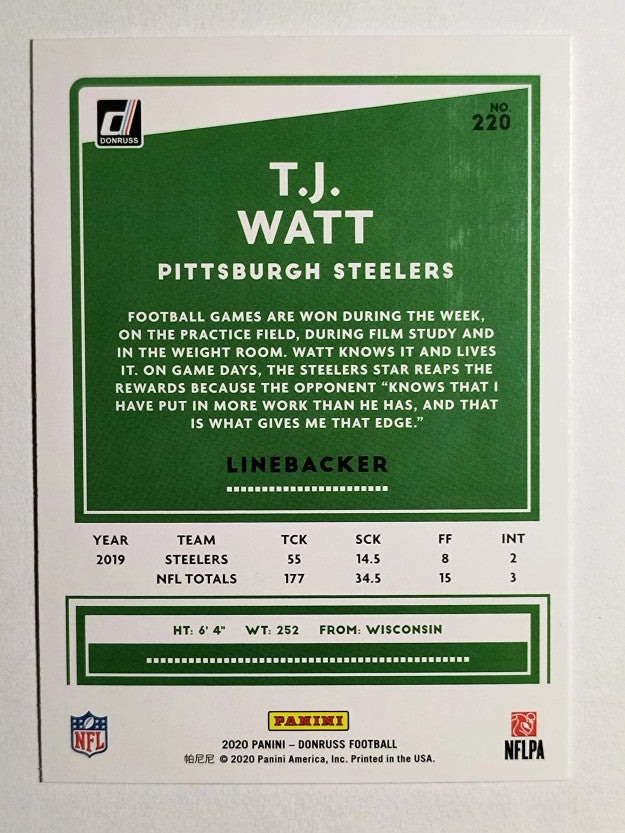 2020 Donruss #220A T.J. Watt