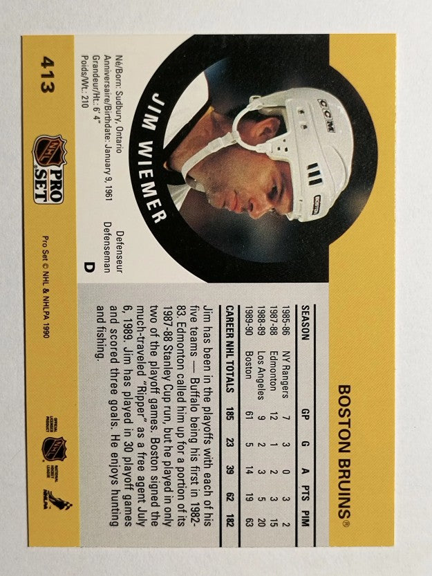 1990-91 Pro Set #413 Jim Wiemer RC