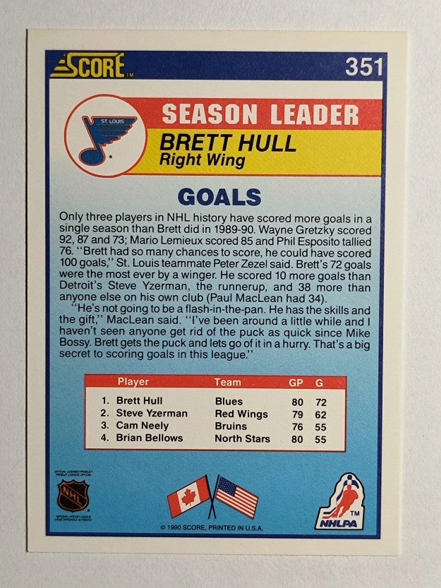 1990-91 Score #351 Brett Hull LL