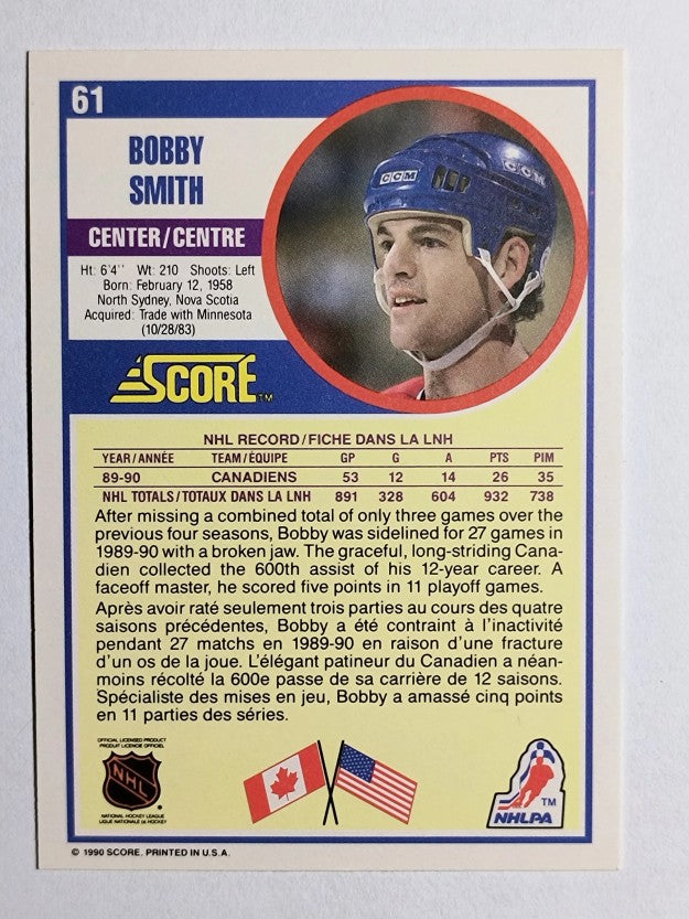 1990-91 Score Canadian #61 Bobby Smith