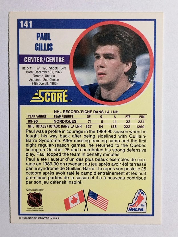 1990-91 Score Canadian #141 Paul Gillis