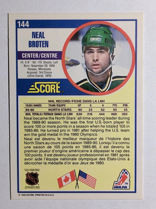 1990-91 Score Canadian #144 Neal Broten