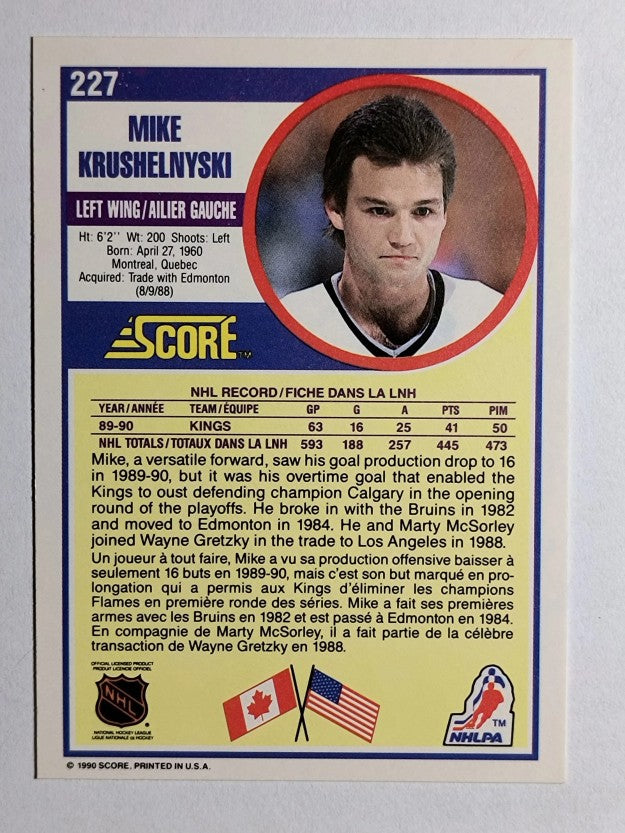 1990-91 Score Canadian #227 Mike Krushelnyski