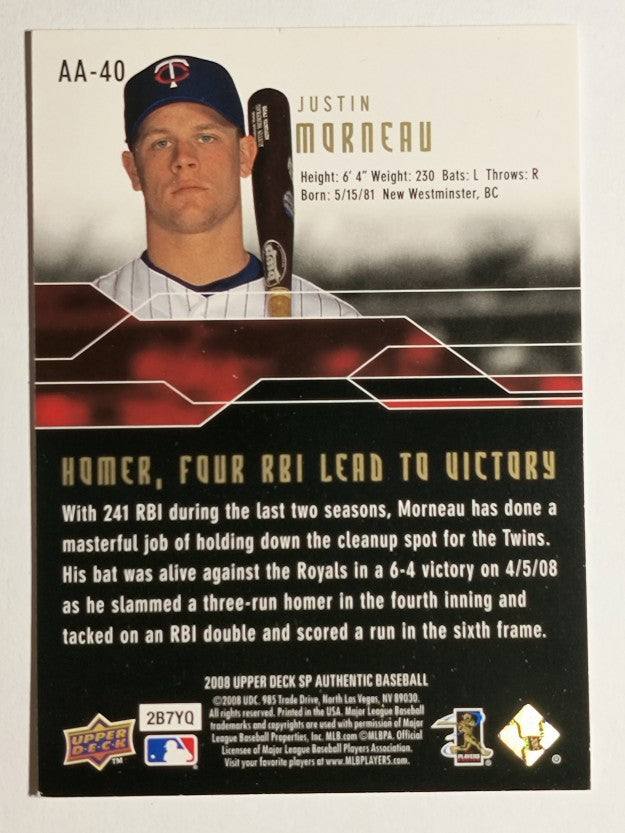 2008 SP Authentic Authentic Achievements #AA40 Justin Morneau