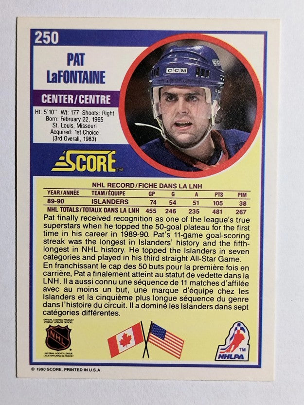 1990-91 Score Canadian #250 Pat LaFontaine