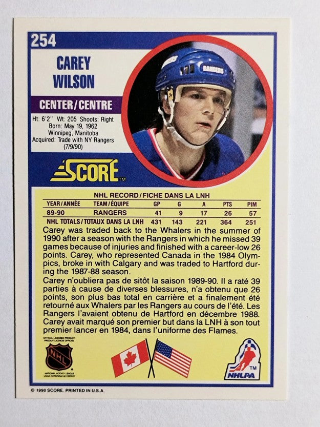 1990-91 Score Canadian #254 Carey Wilson