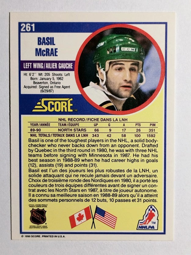 1990-91 Score Canadian #261 Basil McRae