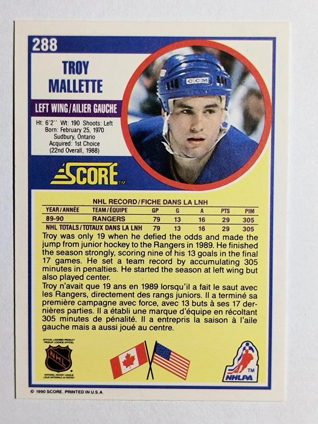 1990-91 Score Canadian #288 Troy Mallette RC