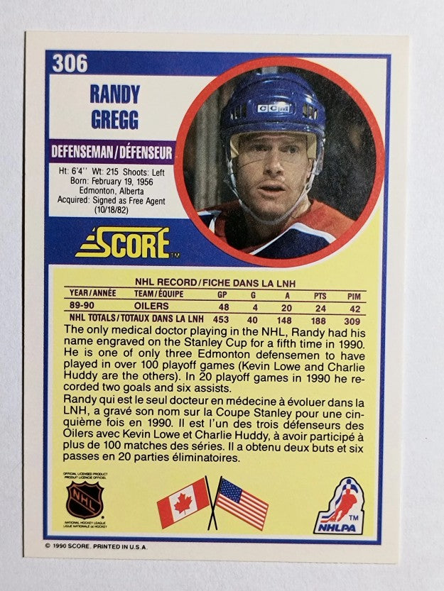 1990-91 Score Canadian #306 Randy Gregg