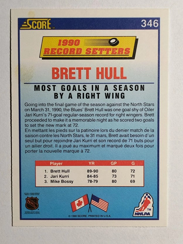 1990-91 Score Canadian #346 Brett Hull RB