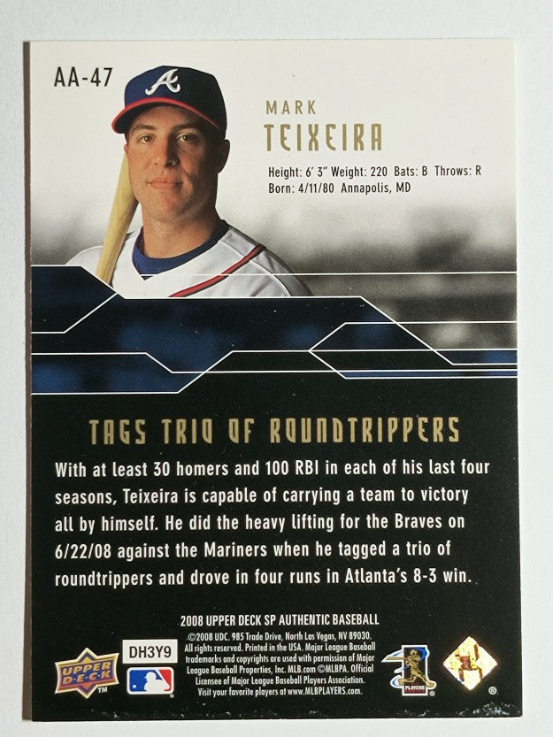 2008 SP Authentic Authentic Achievements #AA47 Mark Teixeira