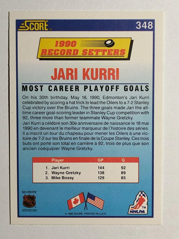 1990-91 Score Canadian #348 Jari Kurri LL