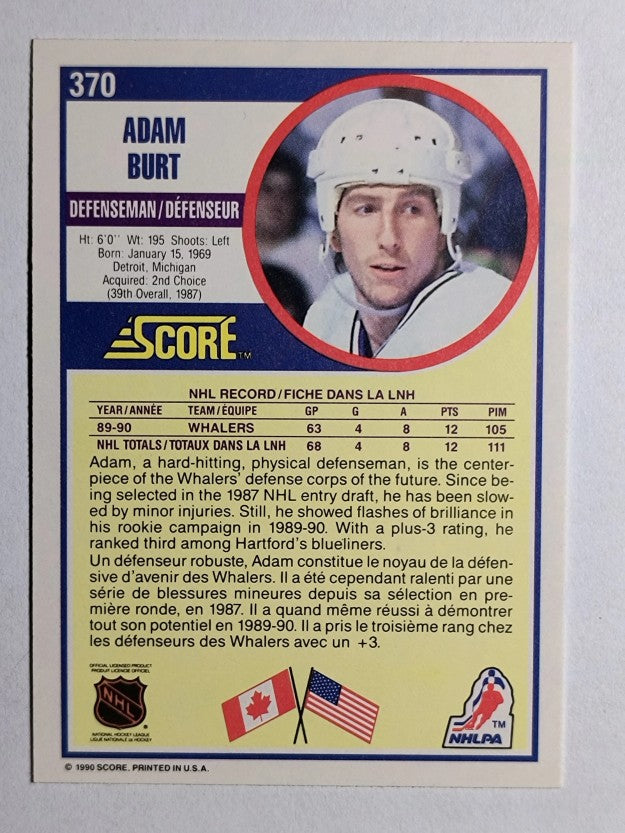 1990-91 Score Canadian #370 Adam Burt RC