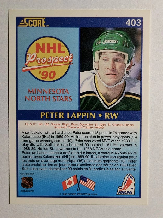 1990-91 Score Canadian #403 Peter Lappin RC
