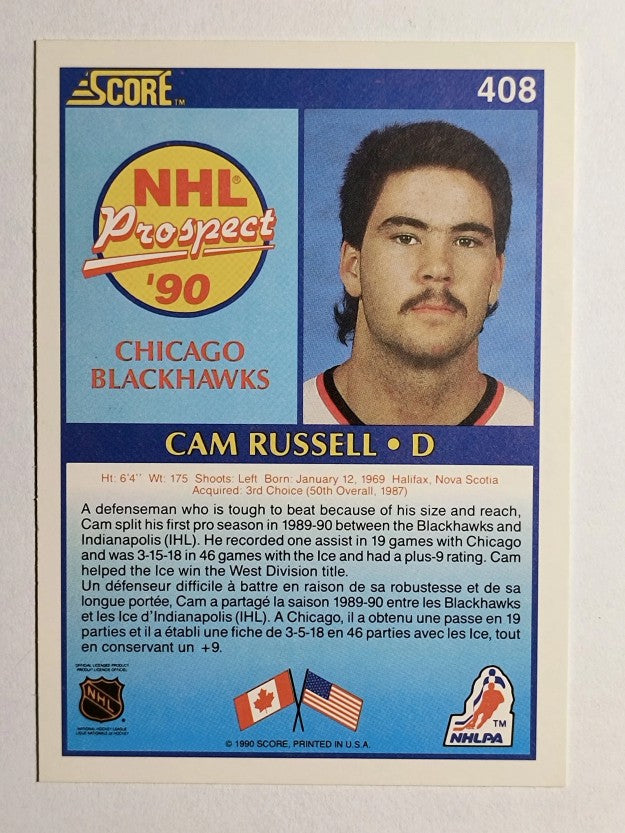 1990-91 Score Canadian #408 Cam Russell RC