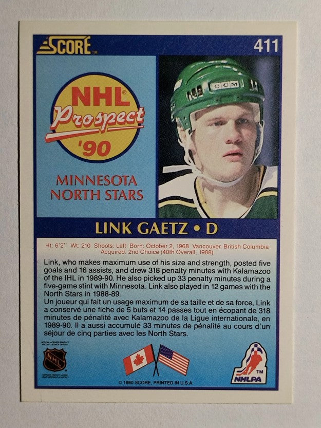 1990-91 Score Canadian #411 Link Gaetz RC