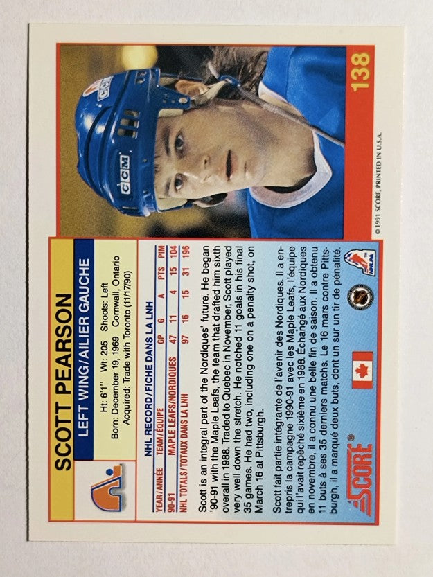 1991-92 Score Canadian Bilingual #138 Scott Pearson