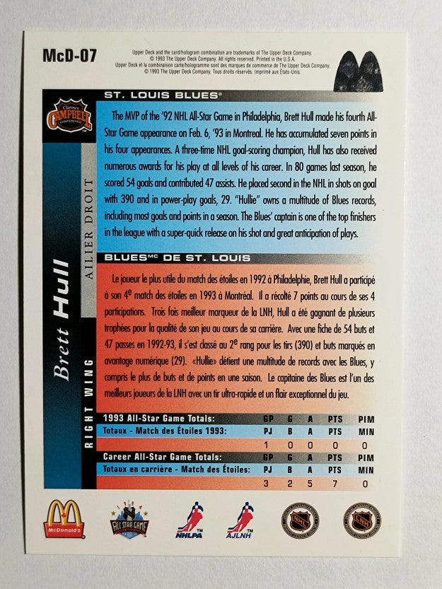 1993-94 McDonald's Upper Deck #7 Brett Hull
