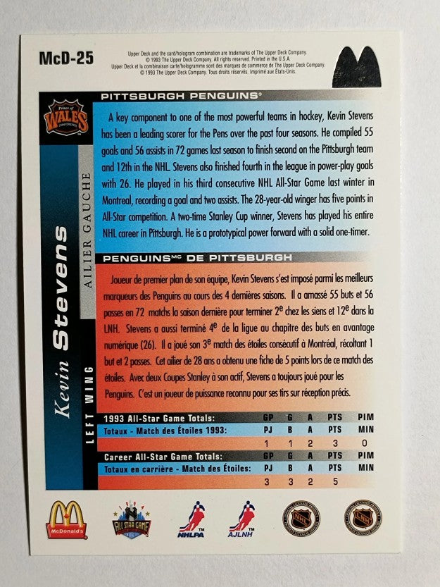 1993-94 McDonald's Upper Deck #25 Kevin Stevens