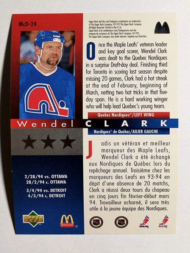 1994-95 McDonald's Upper Deck #McD24 Wendel Clark