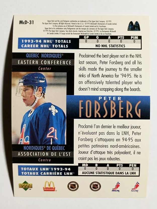 1994-95 McDonald's Upper Deck #McD31 Peter Forsberg