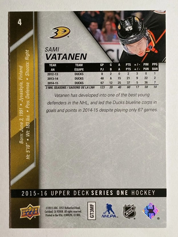 2015-16 Upper Deck #4 Sami Vatanen
