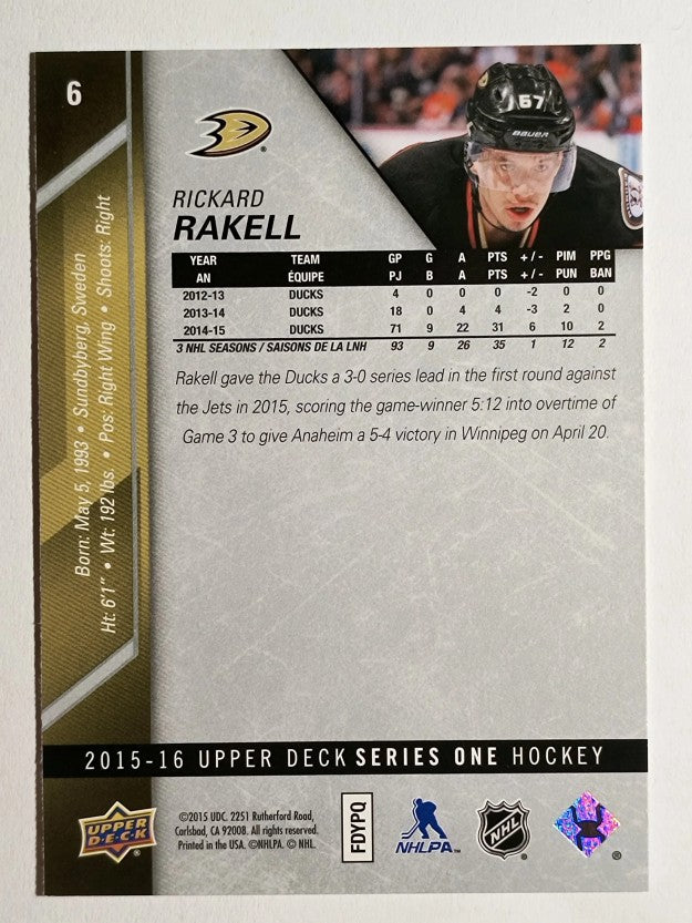 2015-16 Upper Deck #6 Rickard Rakell