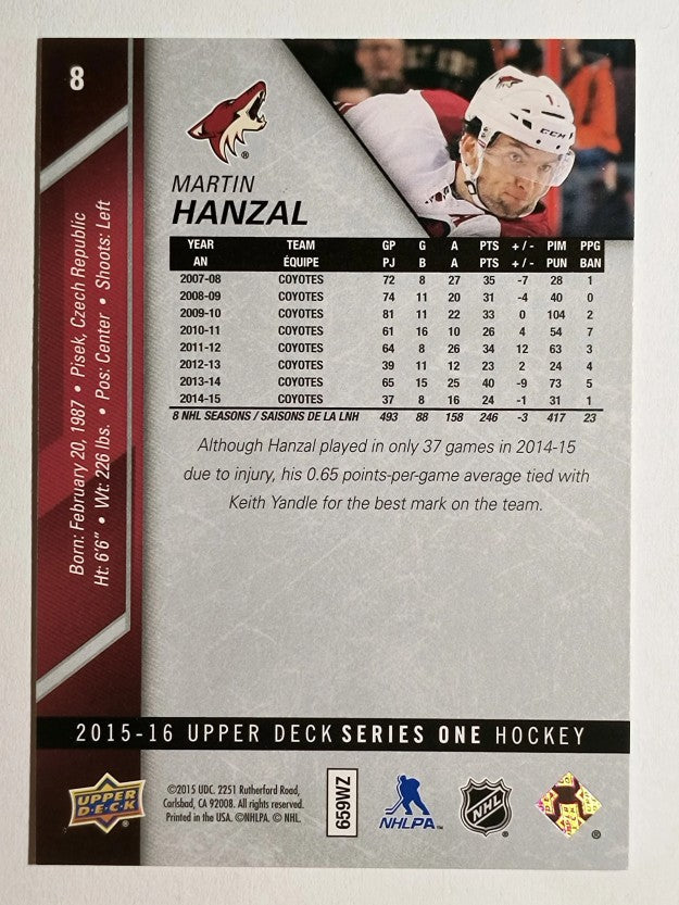 2015-16 Upper Deck #8 Martin Hanzal