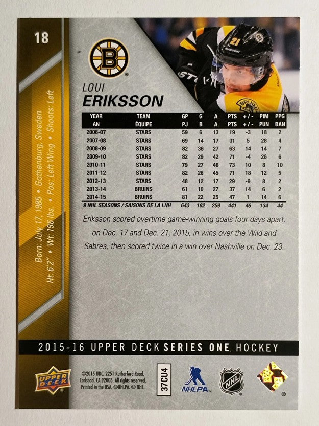 2015-16 Upper Deck #18 Loui Eriksson
