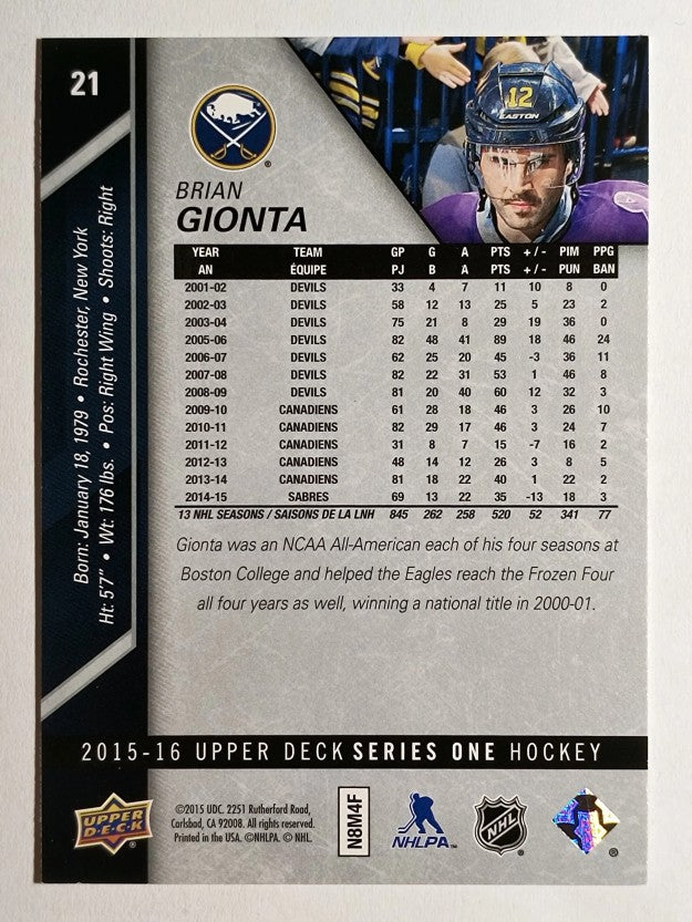 2015-16 Upper Deck #21 Brian Gionta