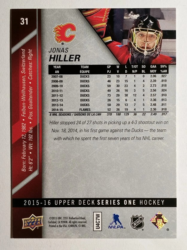 2015-16 Upper Deck #31 Jonas Hiller