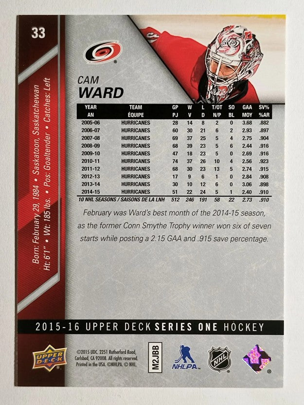 2015-16 Upper Deck #33 Cam Ward