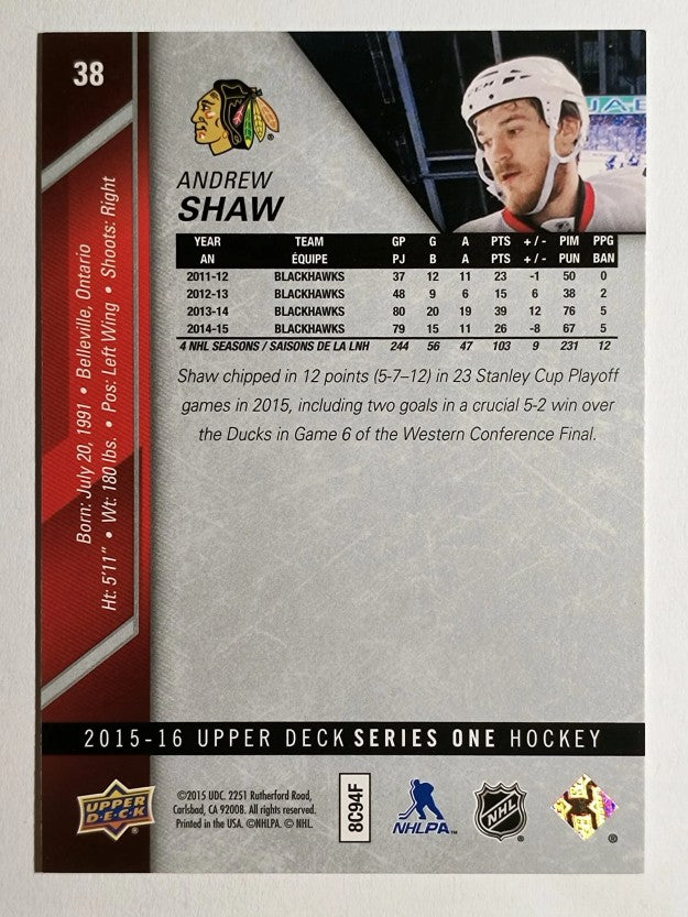 2015-16 Upper Deck #38 Andrew Shaw