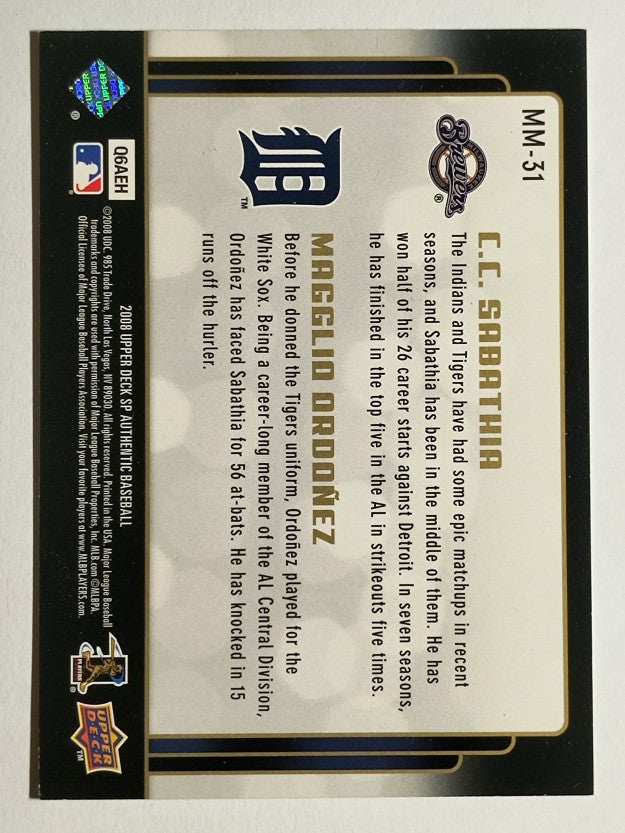 2008 SP Authentic Marquee Matchups #MM31 C.C. Sabathia/Magglio Ordonez