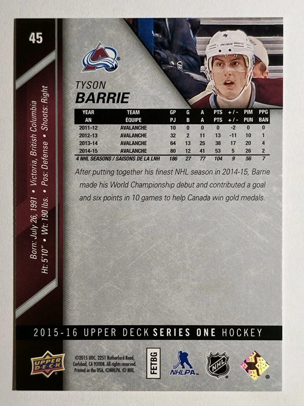 2015-16 Upper Deck #45 Tyson Barrie