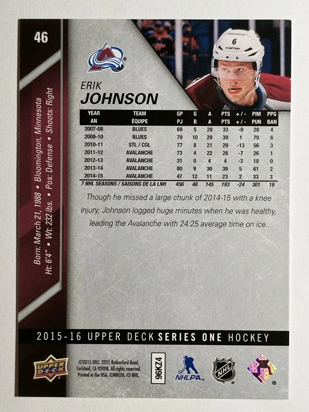 2015-16 Upper Deck #46 Erik Johnson