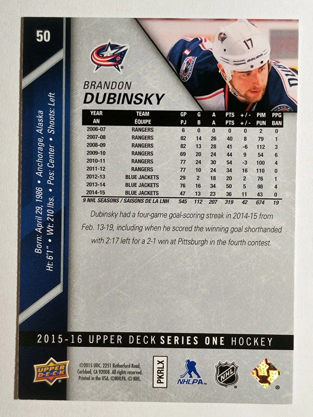 2015-16 Upper Deck #50 Brandon Dubinsky